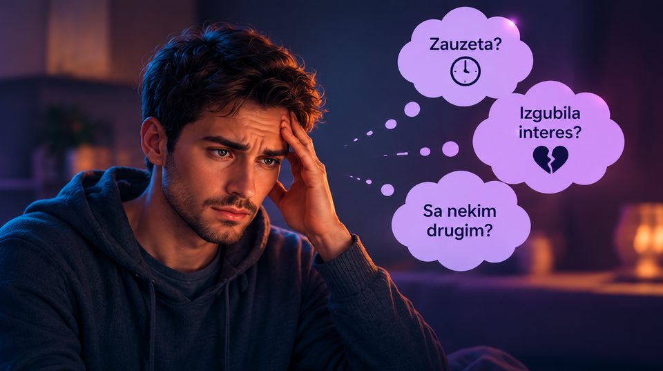 Mladić razmišlja o mogućim objašnjenjima: zauzeta, izgubila interes, sa nekim drugim